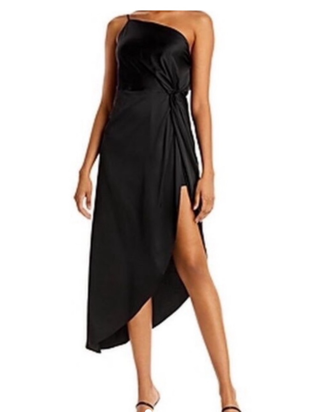 Aqua One-Shoulder Black Midi